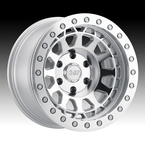 Black Rhino Primm Beadlock Machined Silver Custom Truck Wheels 1